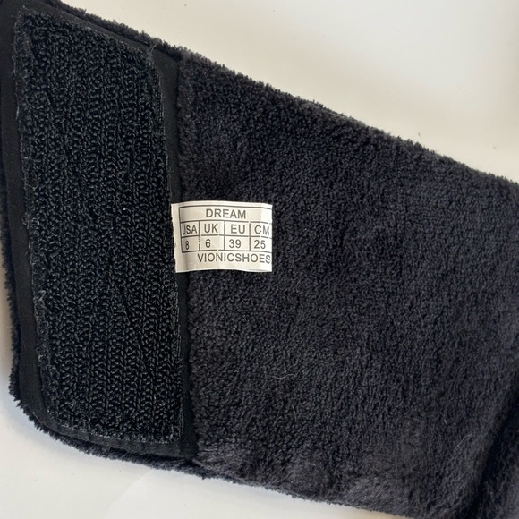 Vionic Dream Cozy Women's 8 Black Faux Fur Slide Slippers Adjustable Comfy Flats - Picture 11 of 16